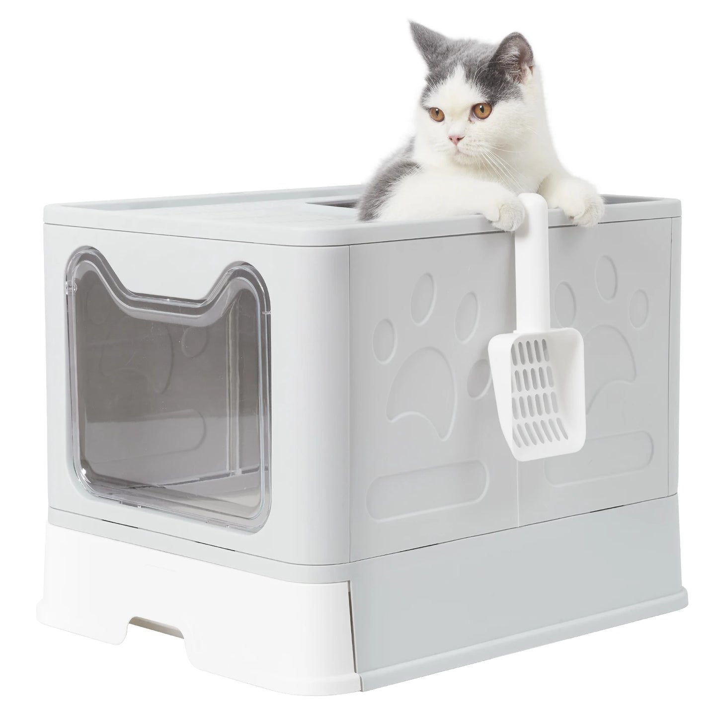 Front Entry Top Exit Cat Litter Box with Lid Foldable - Mountain Merch Market 