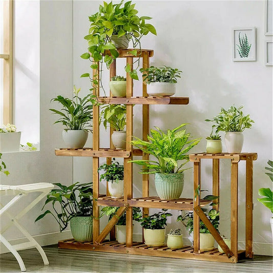 6 Tiered Wood Plant Flower Stand Shelf Planter - Mountain Merch Market 