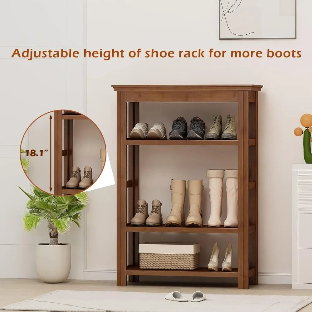 Shoe Rack 5 Tier Wooden Shoe Storage for Entryway - Mountain Merch Market 