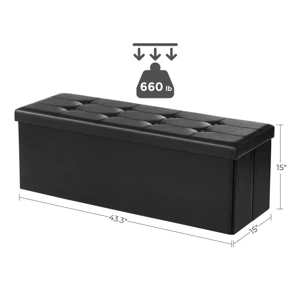 43" Storage Ottoman Bench Leather Footstool - Mountain Merch Market 