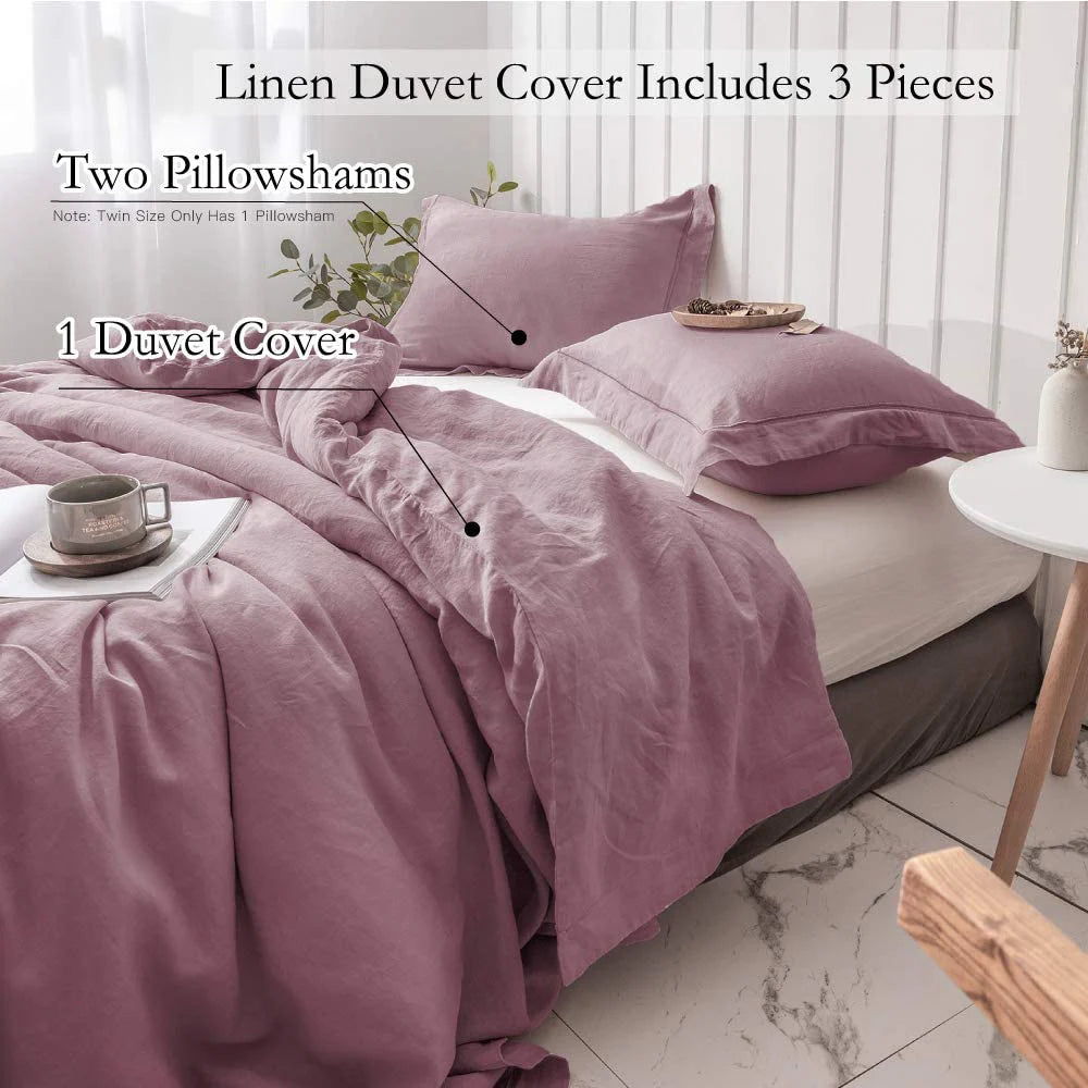 Simple&Opulence 100% Linen Bedding Set 3Pcs Washed Comforter - Mountain Merch Market 