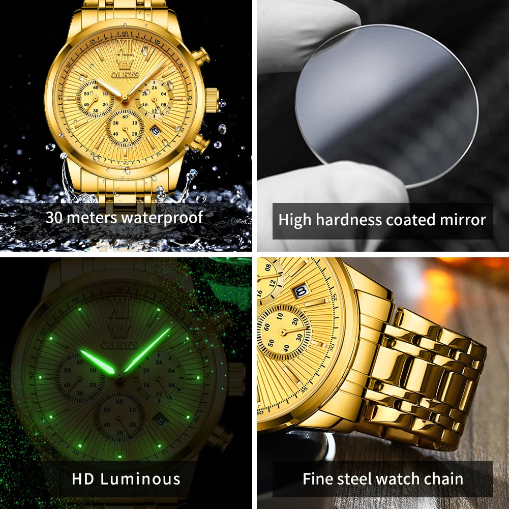 Men's Watches Luxury Gold Fashion Wristwatch for Man - Mountain Merch Market 