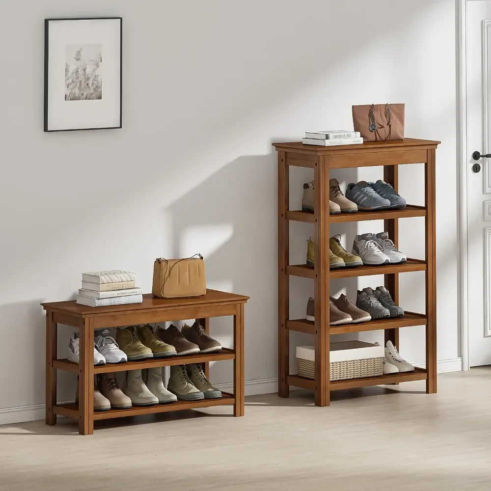 Shoe Rack 5 Tier Wooden Shoe Storage for Entryway - Mountain Merch Market 