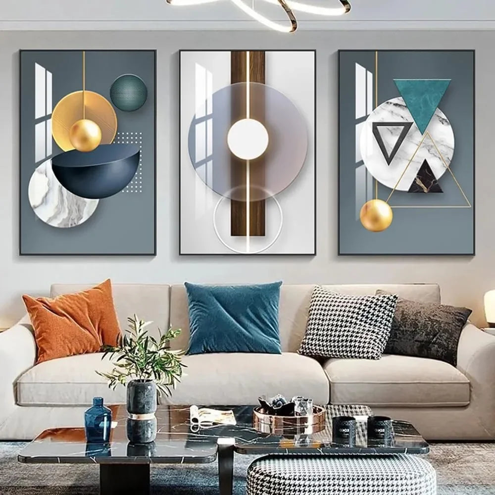 Abstract Geometry Framed Art Shape Pattern Paintings Accessories f - Mountain Merch Market 