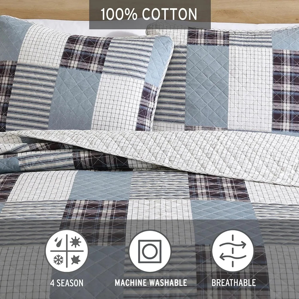 Reversible Cotton Bedding With Matching Sham Comforter - Mountain Merch Market 