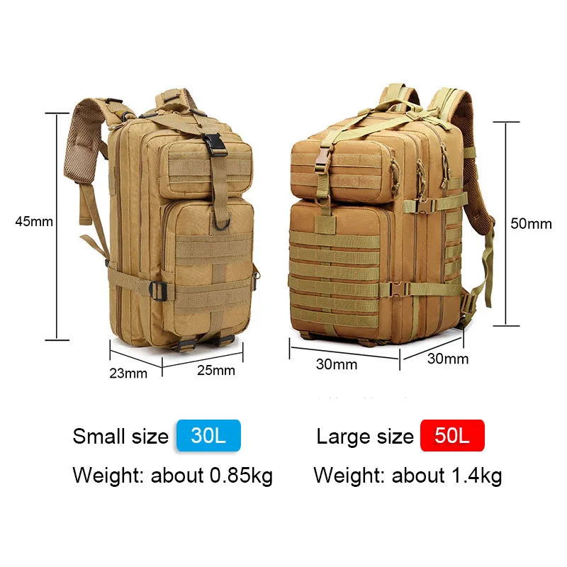 30L/50L Waterproof Rucksacks Army Outdoor Sports Backpack - Mountain Merch Market 