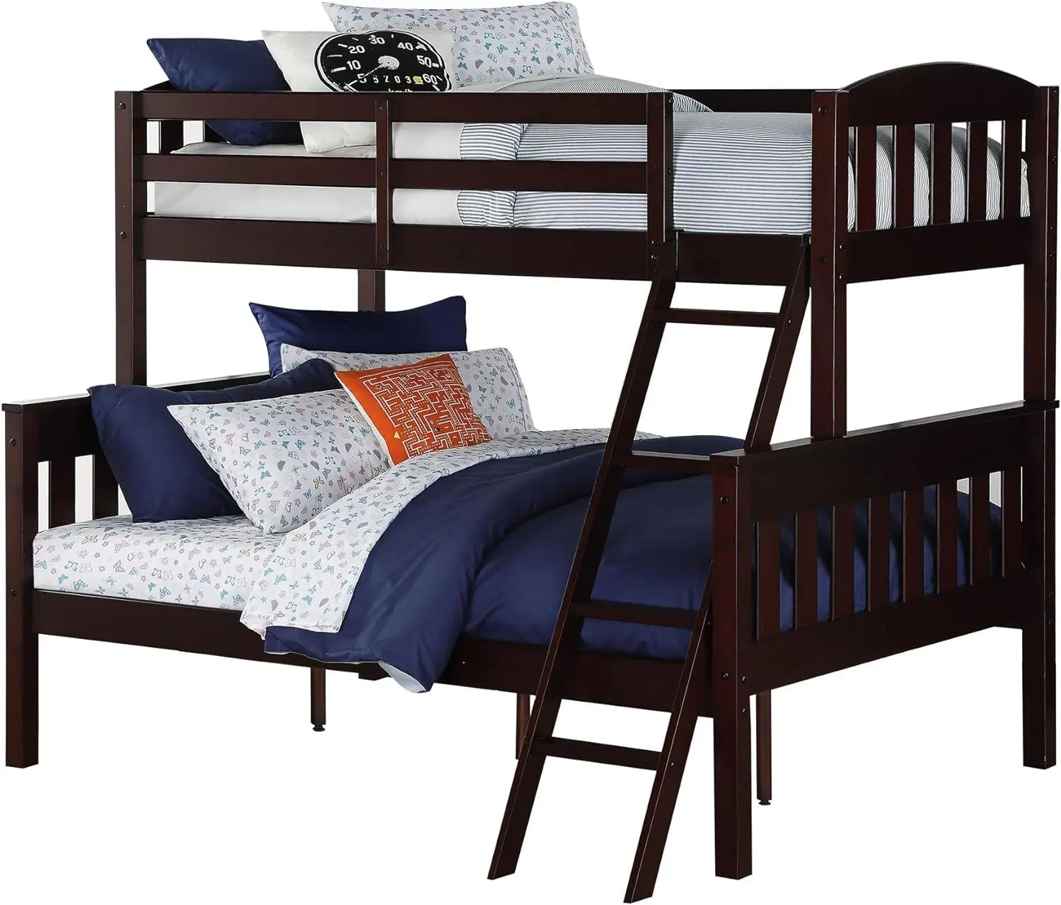 Bunk Beds Twin Over Full with Ladder and Guard Rail, - Mountain Merch Market 