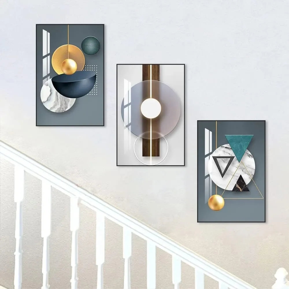 Abstract Geometry Framed Art Shape Pattern Paintings Accessories f - Mountain Merch Market 