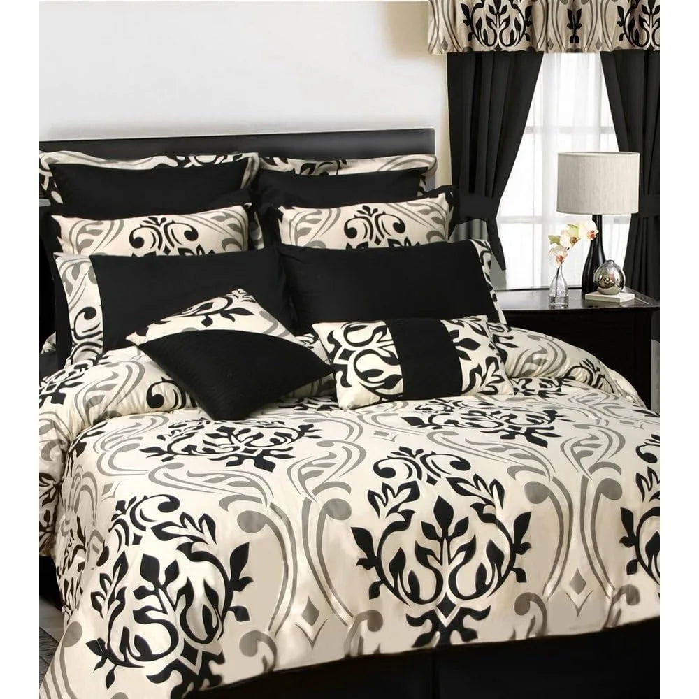 24 Piece Set Includes Oversized Comforter, Shams, Bedskirt, Curtains, Valance, - Mountain Merch Market 